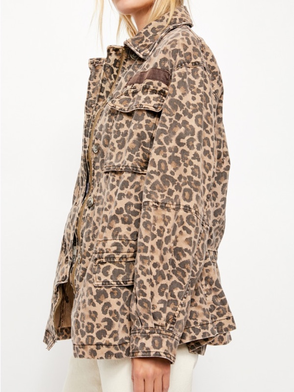 Free People Seize The Day Jacket Leopard Print Size Medium (Oversized)